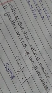 Compare and determine which rational number is greater in the f... | Filo