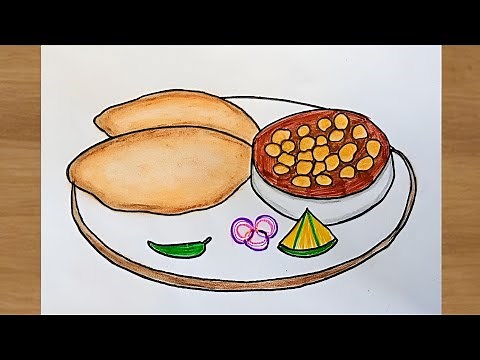 Chole Bhature Drawing| How to draw Chole Bhature| Indian Food Art | Street food drawing|