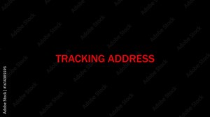 Position indicator animation tracing the track to a specific address on the map animation. Location Radar Security system locate place search and direction icon on a dark background.