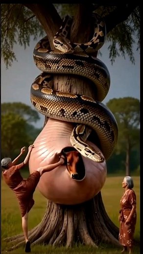 Giant Python Swallows Cow 😱 But What Happens Next Will Shock You! 🐍🐄 | AI Rescue Shorts #aivideo 😭