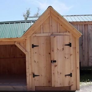1.6K views | The Vermont Gem. The steep gabled roof over the enclosed area, combined with the saltbox woodbin section, creates a unique little, eye-catching and functional structure. Perfect for a small shed or storing firewood. View Vermont Gem pricing and options here: https://jamaicacottageshop.com/jcs-models/vermont-gem/ | Jamaica Cottage Shop | Facebook