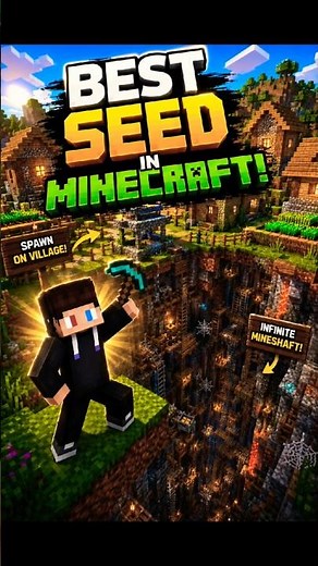 🔥 Best Minecraft Seed Ever! Spawn on Village + Infinite Mineshaft 😱