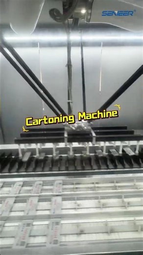 How does the cartoning machine pack boxes?