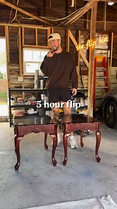 Ugh, I just don’t have a free week to flip furniture…” Who said you need a week?! Let me show you a flip that can be done in just 5 HOURS ⏳🤯 This technique uses almost no power tools and relies mostly on spray paint for fast coverage and quick dry times 🎨 I started with a pair of cheap thrifted end tables from Goodwill. They had a super glossy finish, so I began with a quick scuff sand to help the primer stick 🛠️ I applied primer to both the base and tabletop, then lightly sanded with 600-gri