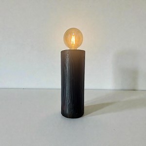 A Contemporary-style Lamp Made of Solid Burnt Wood, Placed in a Modern Living Room. - Etsy