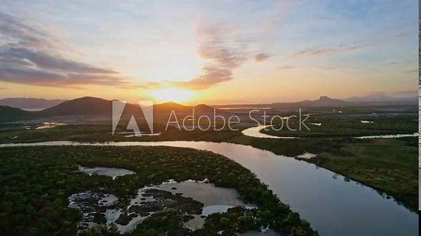 Cinematic 4K aerial footage of Bohle River Townsville Queensland Australia