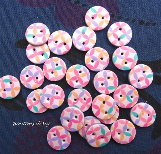Pink Buttons, Set of 7, 1.5 Cm, Handmade - Etsy