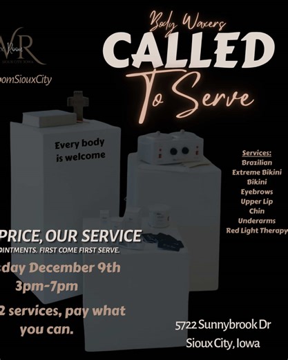 Sioux City! We want to serve you! Mark your calendars: Tuesday December 9th from 3pm-7pm