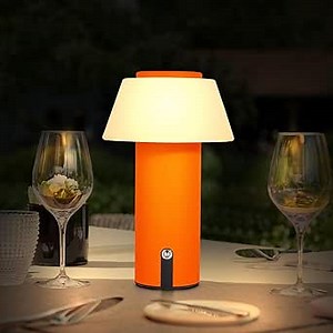 Gewiny Mushroom Waterproof Shower Lamp Battery Operated Cordless Portable Rechargeable Touch Dimming LED Table Lamp for Bedroom/Dinning/Patio (Orange)