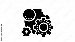 working process time animated glyph icon. working process time sign. isolated on white background Stock Video