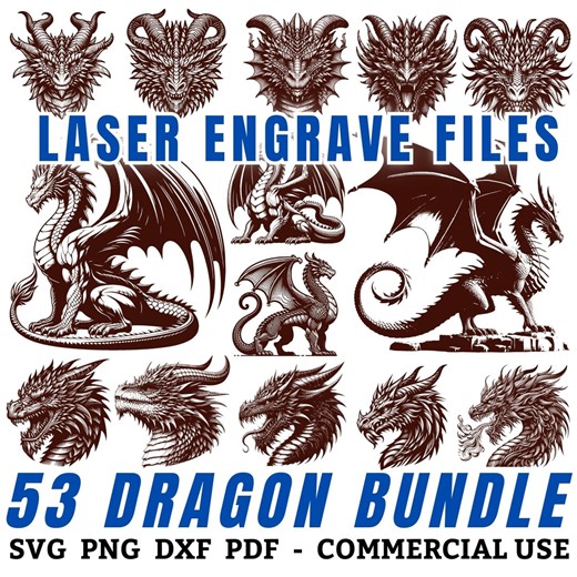 Dragon SVG Bundle for Laser Engraving, Clipart Engrave Files, Fantasy Dragon Head Vector Engravings, Png Dxf Pdf, Commercial Use - Etsy