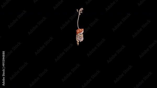Digestive system 360 degree looping rotation, high resolution 3D Model