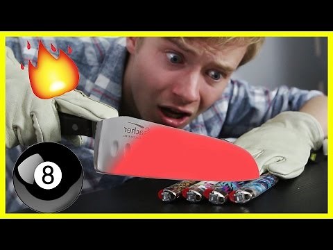 EXPERIMENT Glowing 1000 Degree KNIFE VS. Magic 8-Ball