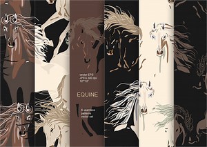 Horses vector seamless set, a Pattern Graphic by PatternsBlooming