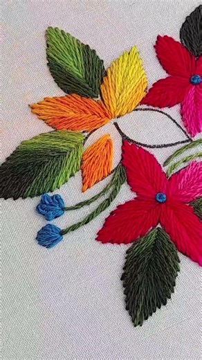 Hand Embroidery 🙀🙀🫣 Cute Flower Hand Embroidery Tutorial #yoytube #ytshort #trending #viral #art