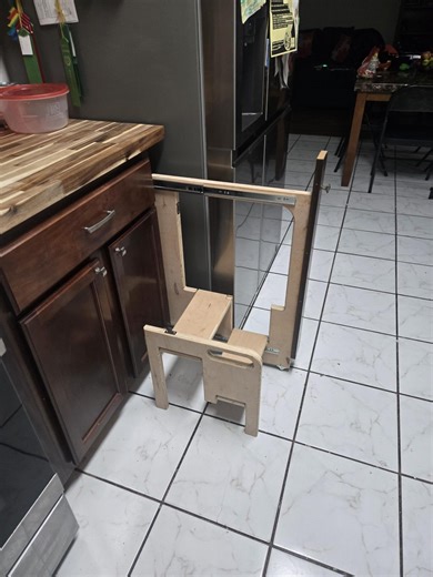 Solid Wood Pull Out Step Stool | Hidden Kitchen Cabinet Insert - Etsy