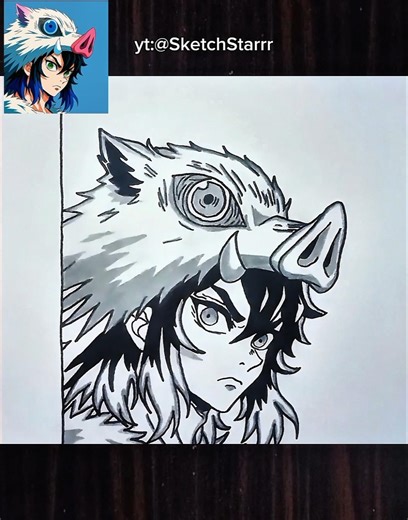 How to draw Inosuke Hashibira form Demon Slayer step by step #drawing #anime #demonslayer #inosuke