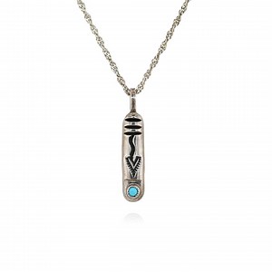 Native American Silver Turquoise Totem Necklace, Sterling Navajo Necklace, Turquoise Arrow Necklace, Old Pawn Turquoise, Navajo Stamped - Etsy UK