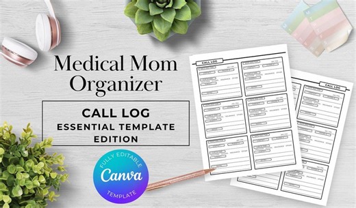 Call Log, Essential Template Edition, Medical Mom Organizer, (digital Download) - Etsy Australia