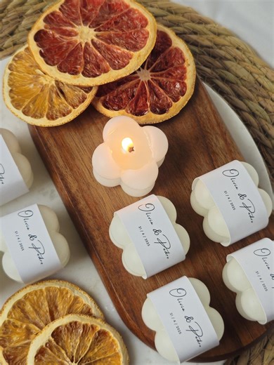 Rustic Wedding Favors for Guests, Personalized Bubble Candle With Custom Wrapper for Boho Bridal Shower - Etsy