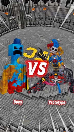 Prototype vs Doey in Minecraft #minecraft #minecraftshorts #poppyplaytime #doey #prototype #battle