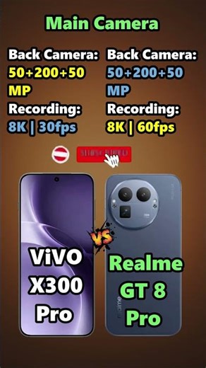 Vivo X300 Pro Vs Realme GT 8 Pro #vivox300pro #realmegt8pro #x300pro #gt8pro #phonecomparison