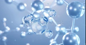 Calcium carbonate, rotating 3D model of mineral, seamless looped video, molecular structure with selective focus