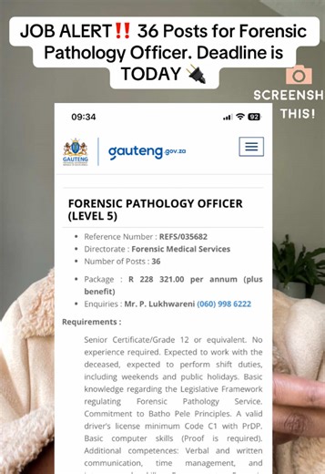 Urgent Job Alert for Forensic Pathology Officer