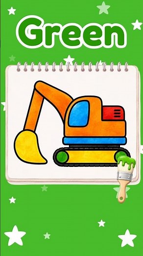 🎨Paint the Excavator! 🚜 | Learn Colors for Kids | Red, Blue, Yellow & More