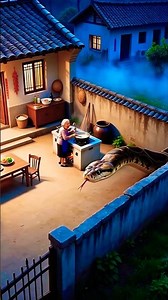 Grandma’s Calm Cooking vs The Giant Snake – Unexpected Backyard Encounter!