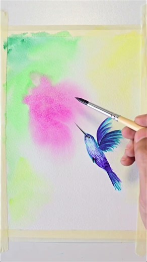 Tiny Watercolor Hummingbird Timelapse
