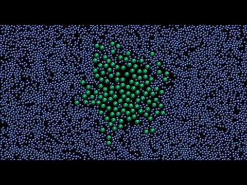LAMMPS tutorial. Radial diffusion in 2D, simple molecular dynamics simulation