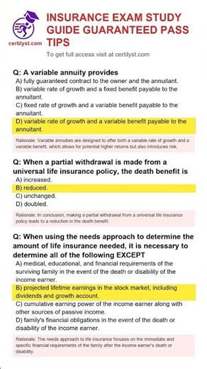 Tutor Verified Insurance Exam Study Guide Guaranteed Pass Tips (Already Graded A+)