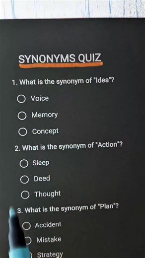 TalkyTok on Instagram: "English Synonym Test 🧠✨ Let’s see how strong your vocabulary really is! Comment your score ⬇️ Tag a friend who loves English quizzes 👇 ⸻ #EnglishReels #SynonymQuiz #TalkyTok #LearnEnglish #VocabularyTest #DailyQuiz #ESLReels"
