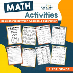 Math Worksheets and Centers | Relating Addition & Subtraction | Math Practice