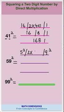 Calculate in 5 seconds! Squaring two digit Numbers! #mathtricks #quickmathtricks #numericalability