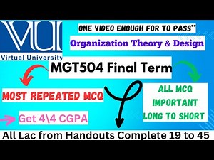 MGT504 Final Term Preparation || mgt504 all most IMPORTANT MCQ from Handouts || helper0711