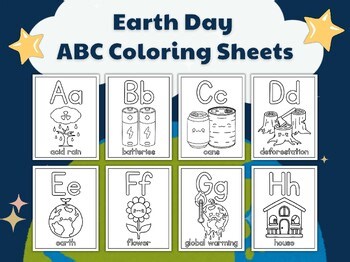26 Earth Day Alphabet Coloring Sheets | A-Z Earth Day Coloring Book | Earth Day