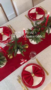 A twist on a bow napkin fold for Christmas 🎀 links to what used: https://liketk.it/5Gjx1 #ltkholiday #christmas #napkinfold | Magdiel