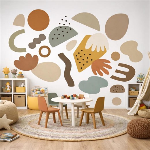 Boho Abstract Shape Wall Stickers • Large Colorful Modern Shapes Wall Decals • 50  Color Options • Multiple Quantities - Etsy