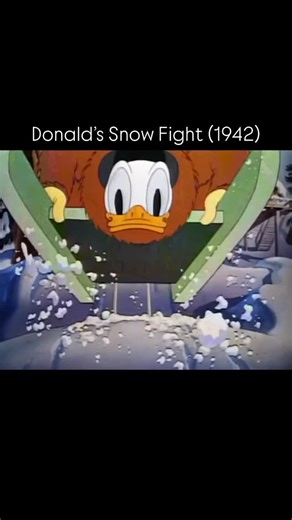 Disney History on Instagram: "In Donald’s Snow Fight (1942), Donald declares war on his nephews after wrecking their snowman with his sled, leading to an all out snow battle."