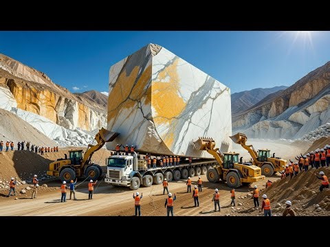 You Won’t Believe These Huge Marble Blocks | Quarry Machines Loading Trucks