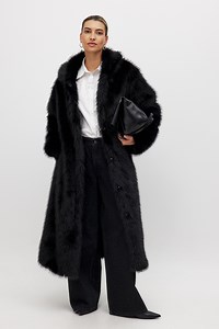 Long Faux Fur Coat Black