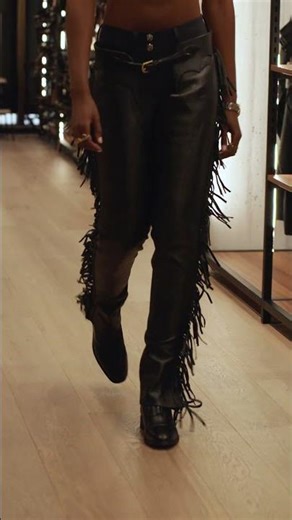 Long Artificial Leather Chaps With Fringes - Dy'on