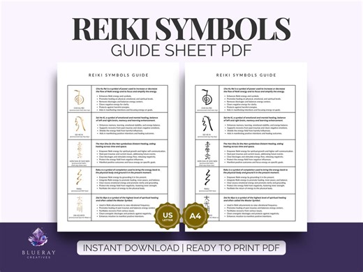 Reiki Symbols Guide Sheet Printable | Usui Reiki Symbols Chart With Meanings & Pronunciation | Energy Healing Reference PDF A4 US Letter - Etsy Canada
