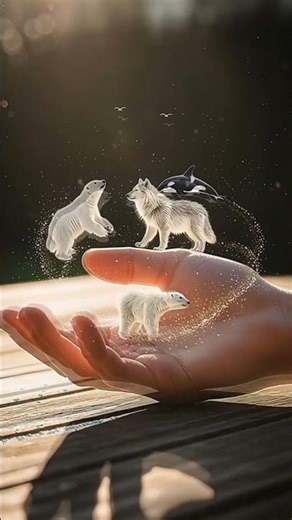 Ultra-Realistic CGI Tiny Animals Come to Life in My Hand! 🐻🐺🐳✨ #shorts