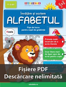 Învățăm și scriem alfabetul - fișe de lucru format PDF
