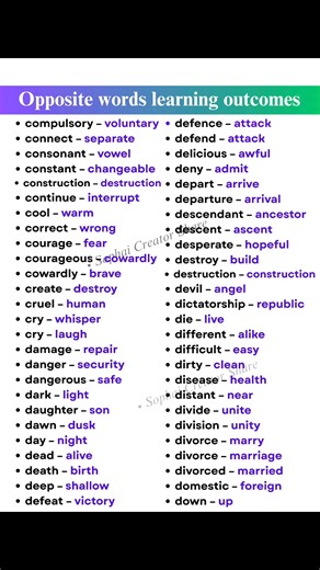 9K views · 106 reactions | Opposite words learning outcomes | Sophai Creator Share | Facebook