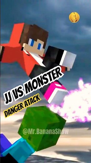 JJ is in danger; a monster is attacking. Mikey, help me! #shorts #minecraft