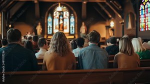 a church service on Easter Sunday, with the congregation singing hymns and celebrating the resurrection of Jesus